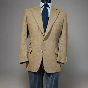 Paul Stuart Wool Houndstooth Check Brown Window Pane Mens Sport Coat 40 S - Picture 1 of 8
