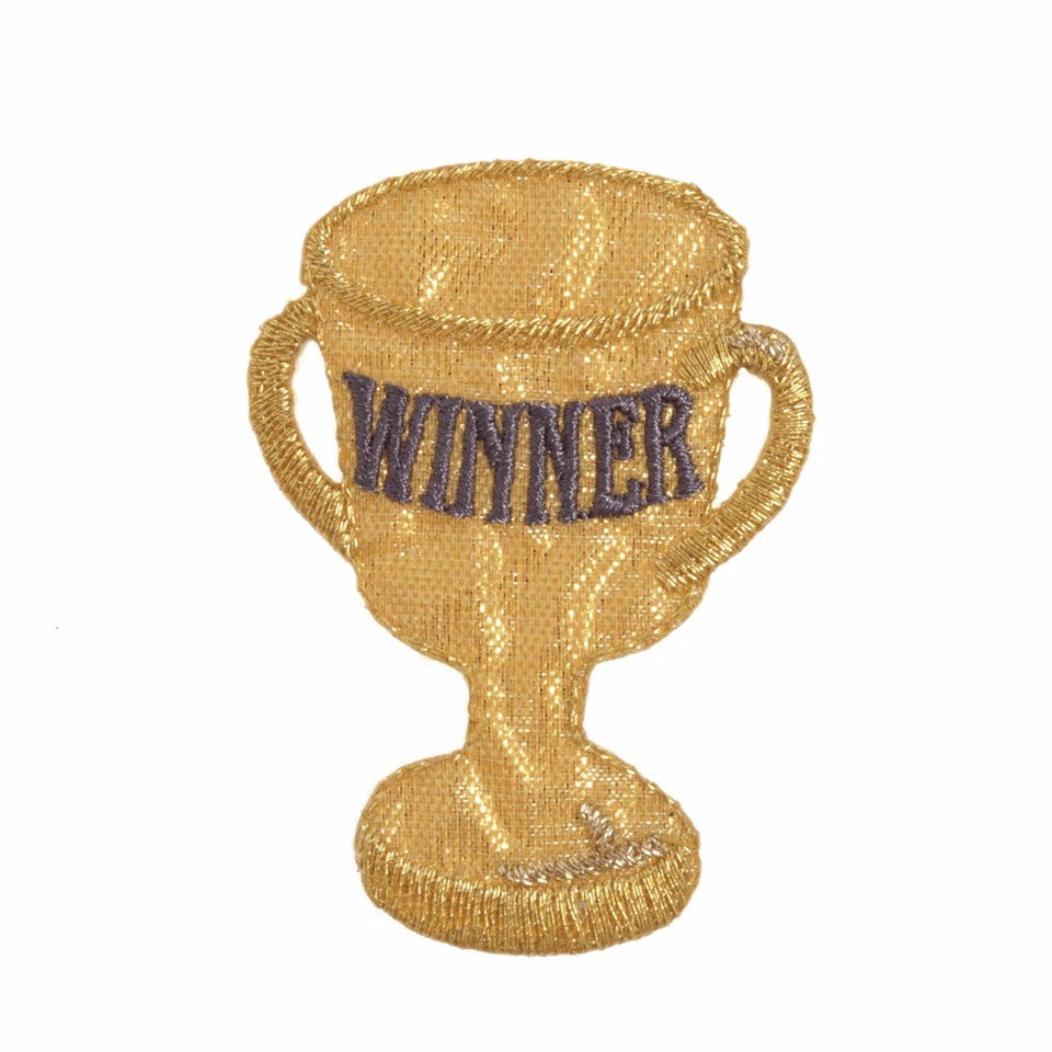 Winner Trophy sparkle embroidered motif iron or sew on patch appliqué embroidery - Image 1 of 1