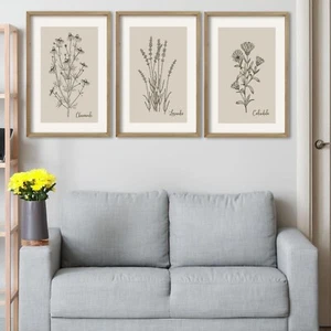 Vintage Antique Garden Wildflowers Sign Wall Art Decor 16"x11" Set Of 3 Livin... - Picture 1 of 7