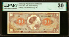 Military Payment Certificate $10   Series 641   PMG 30 Very Fine  apparent