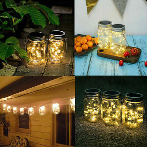 Solar Mason Jar Lights Lids Insert Wedding Party Xmas Outdoor Decor 2m/20 LED