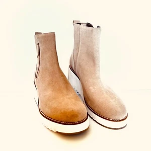 Cole Haan City ZeroGrand Latte Suede Wedge Booties Platform Ankle Boots Size 10 - Picture 1 of 7