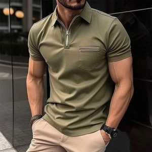 2025New Men Short Sleeve Summer Shirt Business Office Shirt with Zipper Pocket - Picture 1 of 12