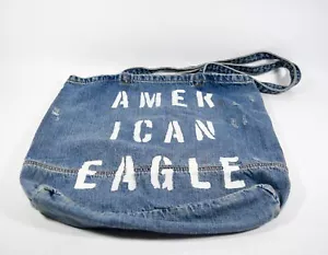 American Eagle Outfitters Azul Jean Denim Bolso Libro Cartera Denim Envejecido - Imagen 1 de 5