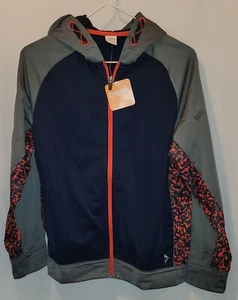 NWT BOYS GYMBORE SIZE L 10-12, NAVY, GRAY & RED, ZIPPERED & HOODED WINDBREAKER - Picture 1 of 4