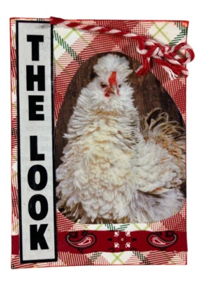 ACEO ATC Original Collage “The Look” Mixed Media Chicken Silkie Animal Series - Image 1 of 4