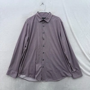 Bugatchi Shirt Mens 2XL Red Geometric Ooohcotton Tech Stretch Business Button Up - Picture 1 of 7