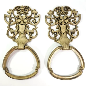 Soporte de anillo de toalla Homco Syroco de colección dorado flor francesa cresta de lis 1975 par - Imagen 1 de 9