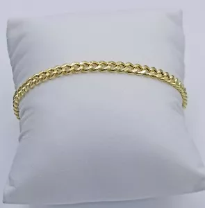 Real 10k Yellow Gold Miami Cuban Link 4mm Bracelet 8" Men Women 10kt - Picture 1 of 5