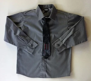 Boy's Star Wars Gray Long Sleeve Shirt & Tie Combo-Sz 6 - Picture 1 of 3