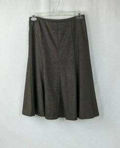 SIGRID OLSEN VISKOSE MISCHUNG AUSGESTELLT TWEED BRAUN PLISSEE VOLLSTÄNDIG GEFÜTTERT ROCK GRÖSSE 2 - Bild 1 von 6