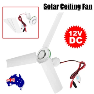1/2x Solar Power 12V Ceiling Fan 3Blades 0.7AMP Caravan Camping Outdoor Portable - Picture 1 of 17