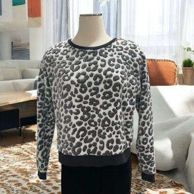 Juicy Couture Leopard Pullover Fuzzy Cozy Sweatshirt Small Trendy Winter Lounge - Image 1 of 4