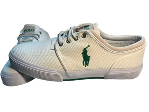 POLO RALPH  LAUREN  VAUGHN  PURE WHITE  CLOTH  shoes  SIZE 9.5D  NEW   B3 - Picture 1 of 11