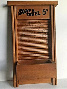5 Cent Seife & Handtuch Waschbrett Holz Plakette Wandregal 18"T x 9,5"B - Bild 1 von 7