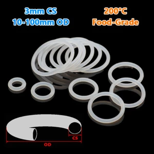 VMQ Silikon Dichtring Lebensmittelqualität O-Ring 3 mm Querschnitt O Ringe 10 mm-100 mm Außendurchmesser - Bild 1 von 14