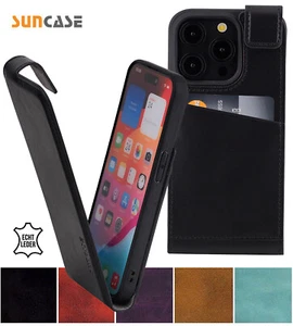 SUNCASE® Hülle Flip Tasche Leder Handy Schutz Cover Klapp Case iPhone 15 Modelle