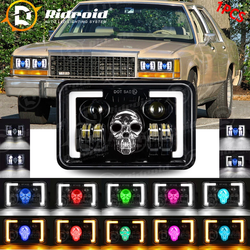 Faros LED RGB 4x6" DRL haz alto/bajo para Ford LTD Crown Victoria Mustang 77-97 Foto 1 de 4