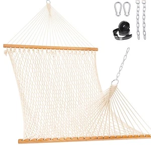 Double Rope Hammock, 2 Person Traditional Outdoor Hand Woven Cotton Rope Hamm... - Picture 1 of 7