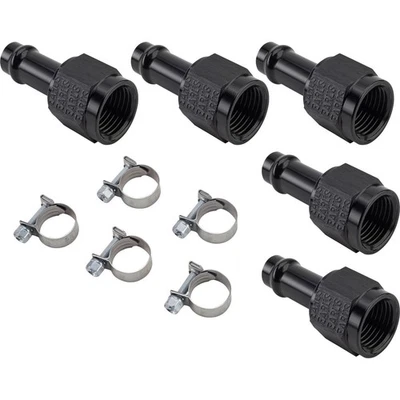 Earls Vapor Guard Straight Hose Ends and Clamps, 5 Pack, -6 AN - Image 1 of 4