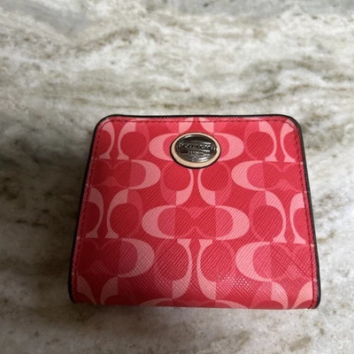 Coach Peyton Dream C Signature Small Compact Wallet Pink Leather - Image 1 of 4