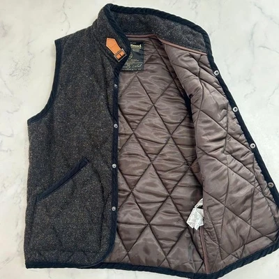 Harris Tweed Pure Wool Vest Quilted Mixed Tweed Size 36 Mens Dark Gray Japan - Image 1 of 4
