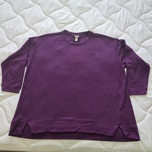 NWT Women's Ava & Viv Essential Pullover Sweatshirt Purple Size 3X Soft Oversize - Picture 1 of 9