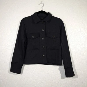 New Banana Republic Indigo Blue Double Knit Trucker Jacket Size Small Petite - Picture 1 of 9
