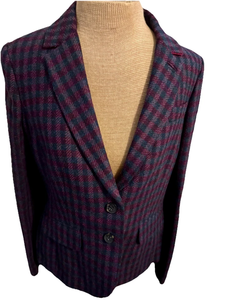 Boden темно-фиолетовый чек твидовый шерстяной блейзер, США 8 / Великобритания 12. Новый с Ярлыками с подкладкой - Изображение 1 из 4