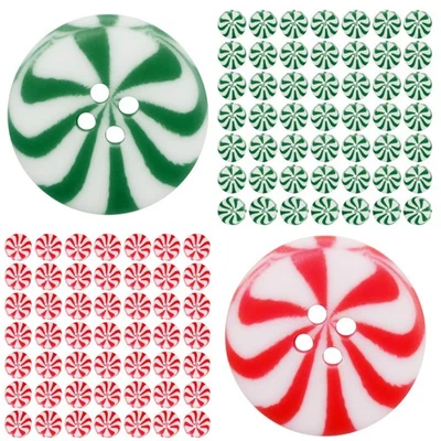 100Pcs Red & Green Christmas Button Candy, DIY Xmas Decorative Buttons Orname... - Image 1 of 4