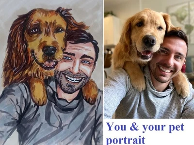 Retrato de mascota personalizado de foto hecho por encargo pintura original Foto 1 de 3