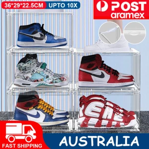 5X Premium Sneaker Display Shoe Box Storage Clear Acrylic Boxes Side Stackable - Picture 1 of 13