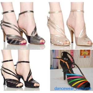 Mujeres Salón Latino Tango Jazz Salsa Zapatos de Baile Niñas Suave Gamuza Tacones Sandalias - Imagen 1 de 27