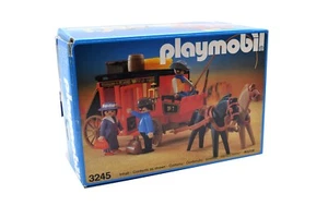 Vintage Playmobil 3245 Red Stagecoach w/ Horses 1984 w/ Box - Picture 1 of 5