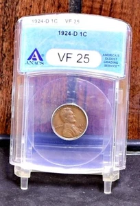 1924-D Lincoln Wheat Cent - ANACS VF25 (#59474-L) - Picture 1 of 12