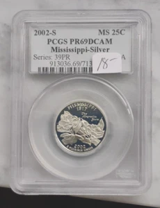2002 S 90% Silver Proof Statehood Quarter Mississippi MS PCGS PR69DCAM - Picture 1 of 5