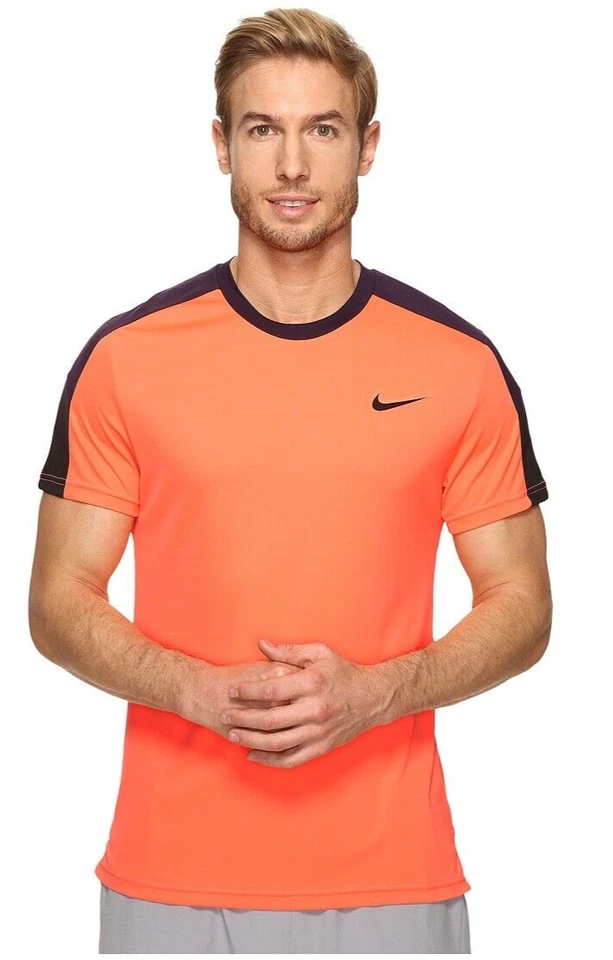 NEW! NIKE [L] Men Court DRI-FIT Tennis/Pickleball Shirt-Mango/Purple 644784-890 - Image 1 of 1