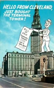 1960s OH Postcard Hello From Cleveland Bought The Terminal Tower Cleveland Ohio - Picture 1 of 2