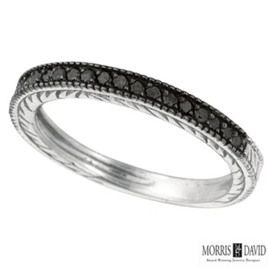 0.31 Carat Black Diamond Ring Band 14K White Gold - Picture 1 of 1