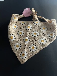 Nuevo-Rosa •Lino Crochet Bandana Margarita Flores Casa Núcleo Hippie Verano - Imagen 1 de 9