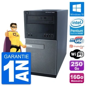 PC tour DELL 9020 Intel Pentium G3220 RAM 16Go Disco Duro 250Go Windows 10 Wifi - Imagen 1 de 7