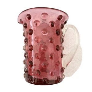 Vintage Cranberry Glass Hobnail mini pitcher creamer 3-7/8” Tall art glass - Picture 1 of 6