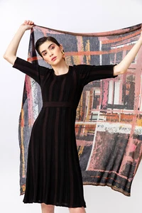 IVKO Bufanda Rosa Negra Tartan Lana Patrón De Tejido Cuadrado Rosa Marrón 221182 - Imagen 1 de 2