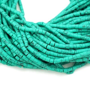 Small Turquoise Afghani Beads (3.5mm) Small Cylindrical Green (1784F058) Heishi - Picture 1 of 5
