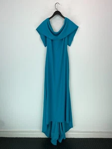 Next Blue Cowl Neck Long Dress Petite High Low Hem Formal UK 16 NEW - Picture 1 of 14