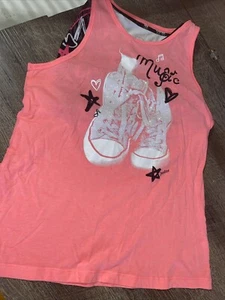 Justice Pink Dance Sz 14 Tank Built In Sports Bra Guc Birthday Vacation #2 - Picture 1 of 8