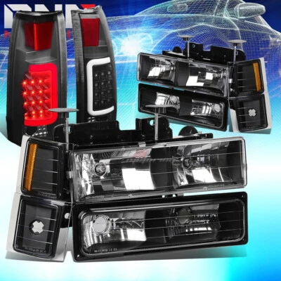 PARA GMT400 CHEVY C10 NEGRO 8 PIEZAS FARO + PARACHOQUES + SEÑAL + LUZ TRASERA LED 3D AHUMADA Foto 1 de 4