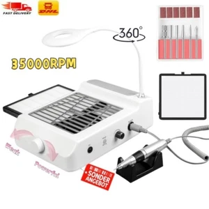 Profi Nagelfräser Elektrische Feile Pedi Maniküre mit Absaugung 360° lampe 80W - Bild 1 von 10