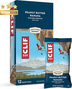 Peanut Butter Banana Dark Chocolate Energy Bars 68g 12 Pack Organic Non-GMO - Picture 1 of 12