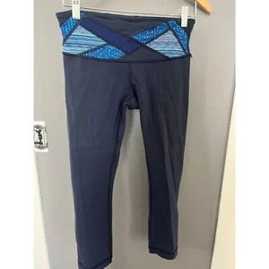 Lululemon size 6 crop capris black and blue - Picture 1 of 4
